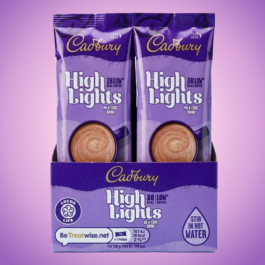 Cadburys High Lights Milk Chocolate Drink 30 x 11g Sachets — purple and pink product photo