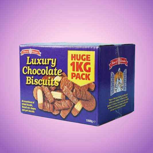 House Of Lancaster Luxury Chocolate Biscuits 1kg — purple and pink product photo