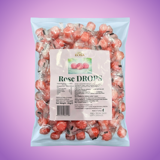Krazy Kandi Eosa Rose Drops Hard Rock Candy Individually Wrapped 1kg — purple and pink product photo