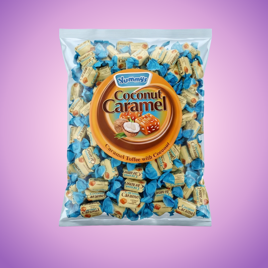 Yummys Coconut Caramel Toffees 1kg — purple and pink product photo