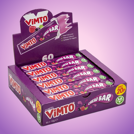 Swizzels Vimto Chew Bar 60x18g Pick & Mix Bulk Sweets — purple and pink product photo