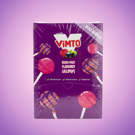 Swizzels Vimto Lollipops Box 200 Pieces Mixed Fruit Flavour Lollipops 1260g — purple and pink product photo
