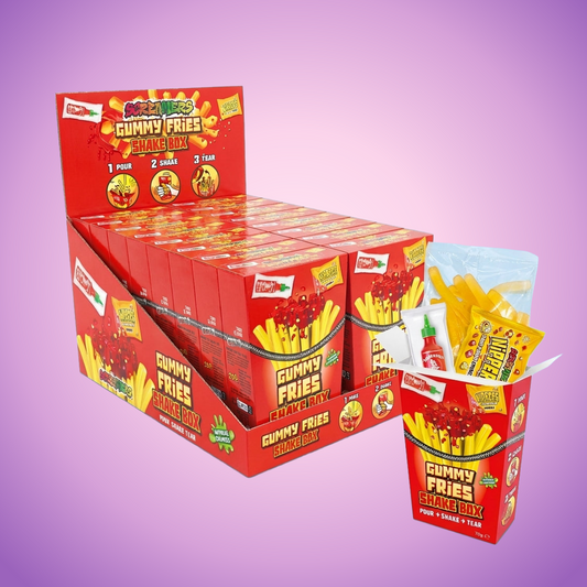 Zed Candy Screamers Gummy Fries Shake Box Pour Shake Then Tear 840g — purple and pink product photo