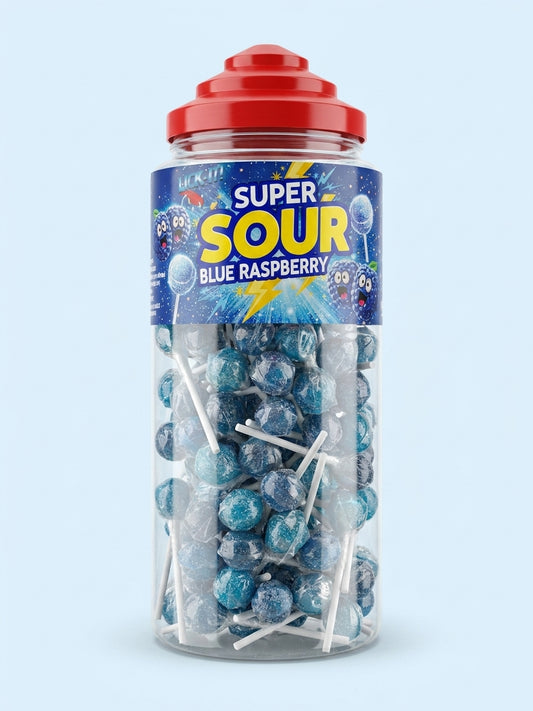 Lick It Super Sour Blue Raspberry Lollipops 150 Pieces