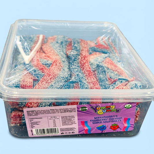 Yummy Gummy Strawberry & Raspberry Belts Tub 1.2kg