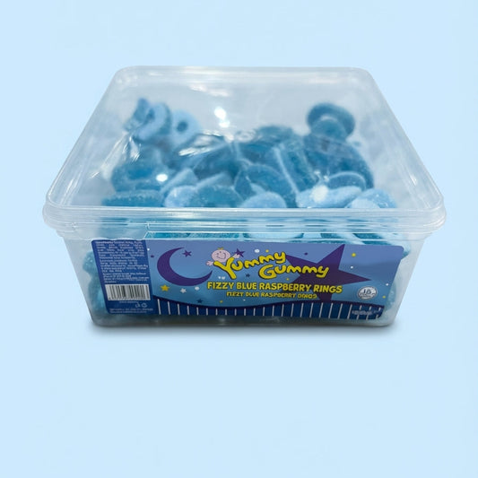 Yummy Gummy Fizzy Blue Raspberry Rings Tub 1kg