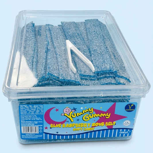 Yummy Gummy Blue Raspberry Belts Tub 1.2kg