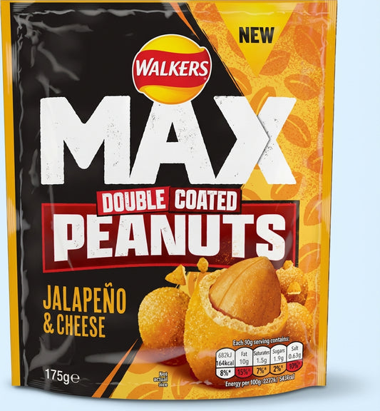 Max Double Coated Peanuts Jalapeno & Cheese Flavour 8 Pack 175g Dated 04/04/2026