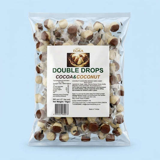 Krazy Kandi Cocoa & Coconut Double Drops Hard Rock Candy Individually Wrapped 1kg