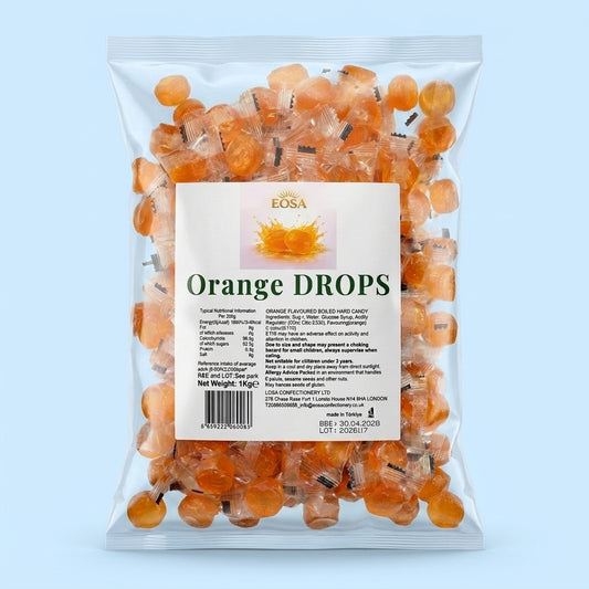 Krazy Kandi Orange Drops Hard Rock Candy Individually Wrapped 1kg