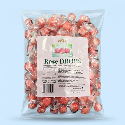 Krazy Kandi Eosa Rose Drops Hard Rock Candy Individually Wrapped 1kg