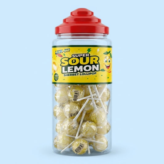 Krazy Kandi Lick It Super Sour Lemon Flavour Lollipops 50pcs 1500g