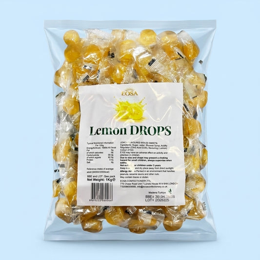 Krazy Kandi Lemon Drops Hard Rock Candy Individually Wrapped 1kg