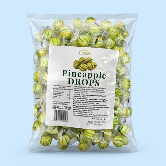 Krazy Kandi Pineapple Drops Hard Rock Candy Individually Wrapped 1kg