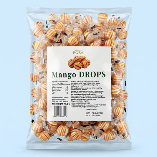Krazy Kandi Mango Drops Hard Rock Candy Individually Wrapped 1kg