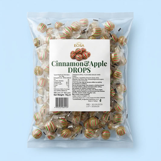 Krazy Kandi Cinnamon & Apple Drops Hard Rock Candy Individually Wrapped 1kg
