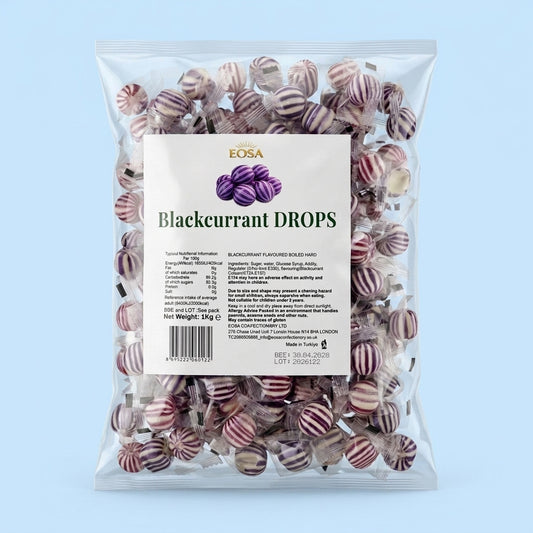 Krazy Kandi Eosa Blackcurrant Drops Hard Rock Candy Individually Wrapped 1kg