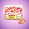Haribo Rhubarb & Custard Tub 810g Pick & Mix Bulk Sweets — purple and pink product photo
