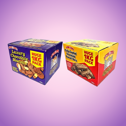 House Of Lancaster Luxury Broken Chocolate Biscuits & Chocolate Coated Biscuits Broken 2kg — purple and pink product photo