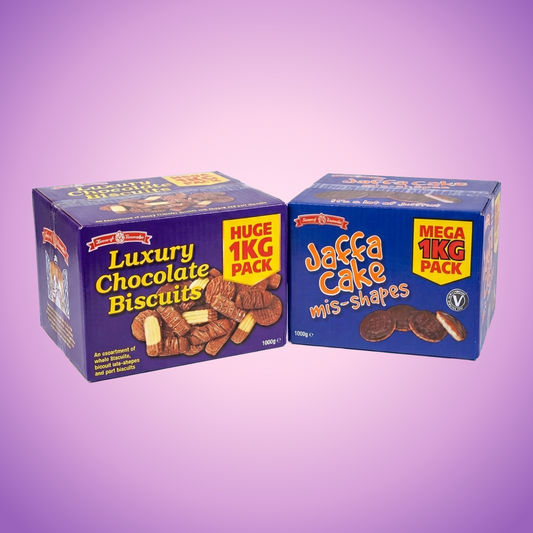 House Of Lancaster Luxury Broken Chocolate Biscuits & Jaffa Cakes Broken 2kg — purple and pink product photo