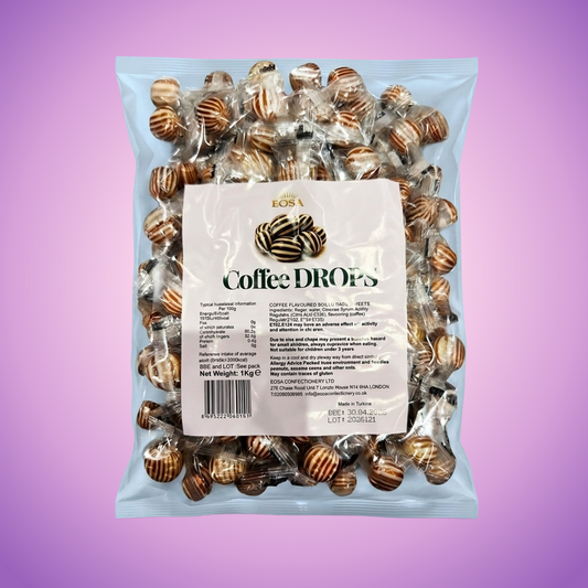 Krazy Kandi Eosa Coffee Drops Hard Rock Candy Individually Wrapped 1kg — purple and pink product photo