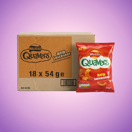 Quavers Red Leicester Flavour 18 Pack 54g Pick & Mix Bulk Sweets — purple and pink product photo