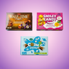 Sweetworld Bundle Half Time Caramel Smiley Candy Cosmic Cocos Coconut Bars 550g — purple and pink product photo
