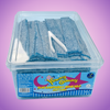 Yummy Gummy Blue Raspberry Belts Tub 1.2kg Pick & Mix Bulk Sweets — purple and pink product photo