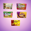 Yummys Five Toffee Boxes Bundle Fruit Jellies Mix Toffee Chocolate Eclairs Butter Scotch 1kg — purple and pink product photo