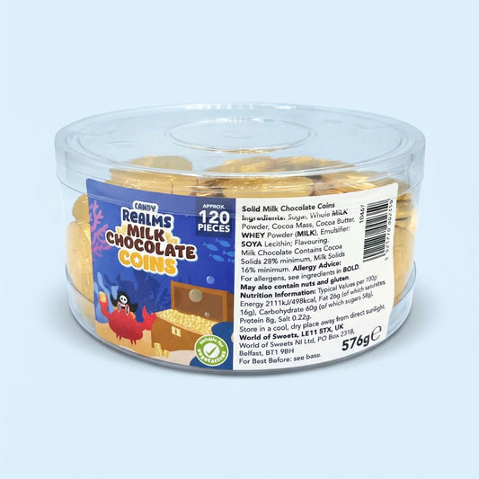 Crazy Candy Factory Milk Chocolate Coins Tub 576g