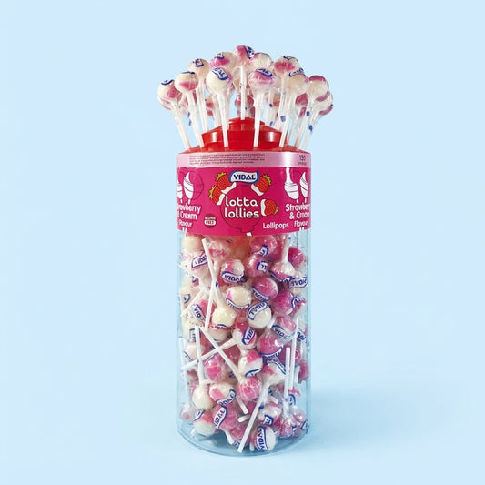 Vidal Strawberry And Cream Lollipops 150 Pieces