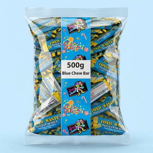 Toxic Waste Nuclear Sludge Sour Blue Raspberry Chew Bar Mini's 500g