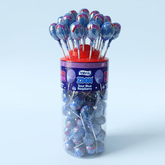 Vidal Blue Raspberry Zoom Lollipops 50 x 29g