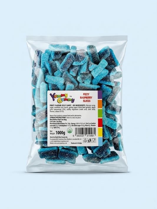 Yummy Gummy Fizzy Blue Slices 1kg