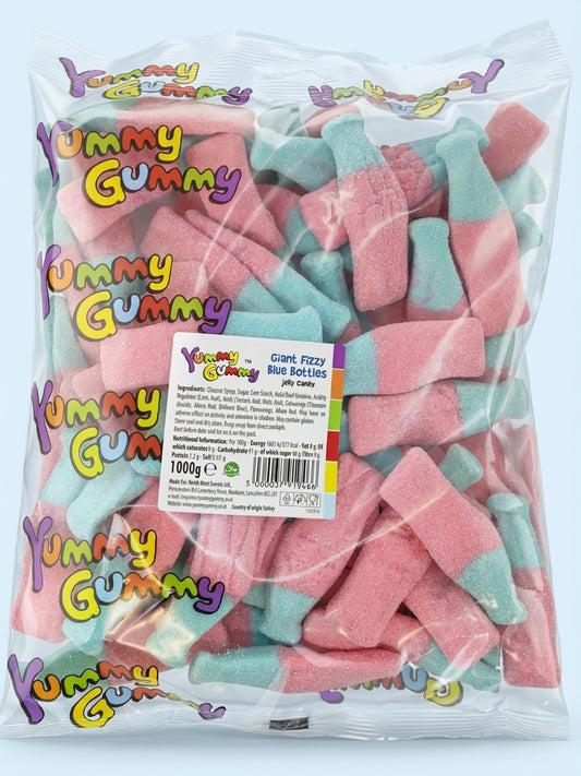 Yummy Gummy Giant Fizzy Blue Bottles 1kg