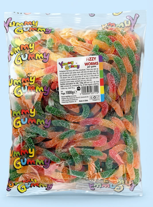 Yummy Gummy Fizzy Worms 1kg