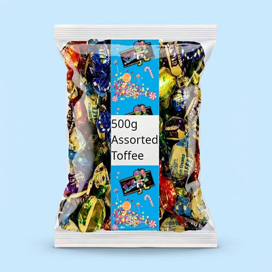 Krazy Kandi Assorted Toffee 500g bulk bag front view