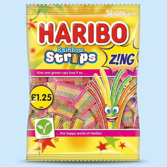 Haribo Rainbow Strips Zing Share Size Bags 1560g
