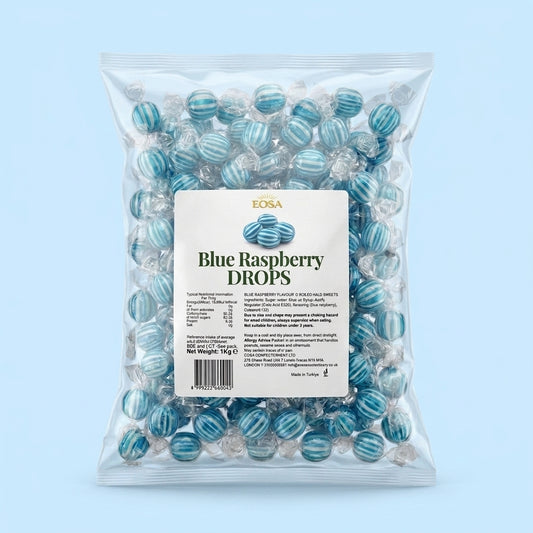 Krazy Kandi Blue Raspberry Drops Hard Rock Candy Individually Wrapped 1kg
