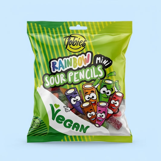 Tobies Rainbow Mini Sour Pencils Vegan and Halal Sweets 2160g