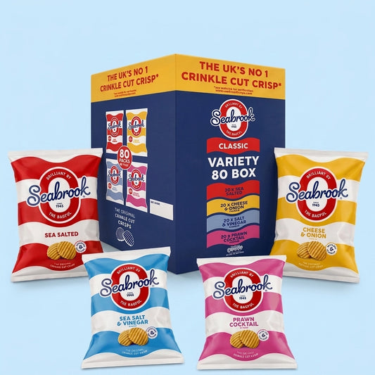 Seabrook Variety Packs Sea Salted Salt & Vinegar Prawn Cocktail Cheese & Onion 2kg
