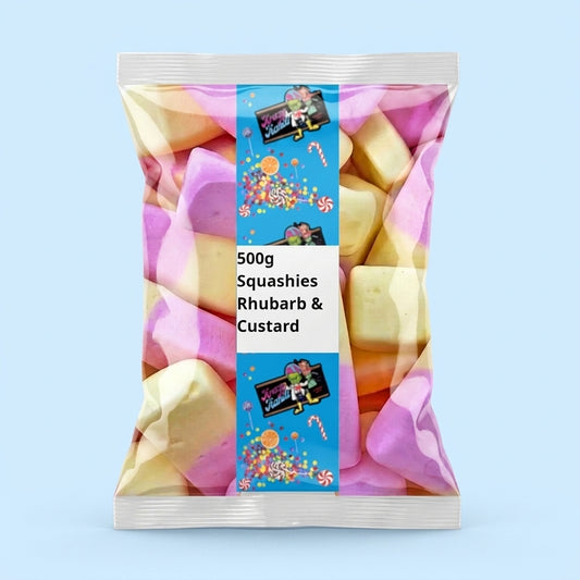 Krazy Kandi Rhubarb & Custard Squashies 500g - Krazy Kandi Sweet Shop, Bootle Liverpool