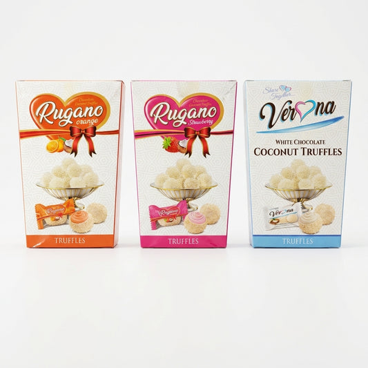 Rugano Bundle Strawberry Orange White Chocolate Coconut Truffles 450g