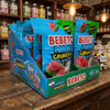 Bebeto Freeze Dried Watermelon Slices 12 x 35g displayed on a traditional wooden counter in a classic British sweet shop setting