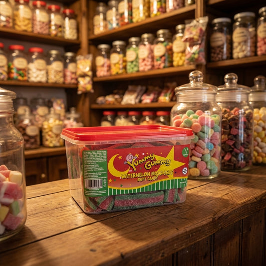 Yummy Gummy Watermelon Belts Tub 1.2kg - illustrative lifestyle shot position 2