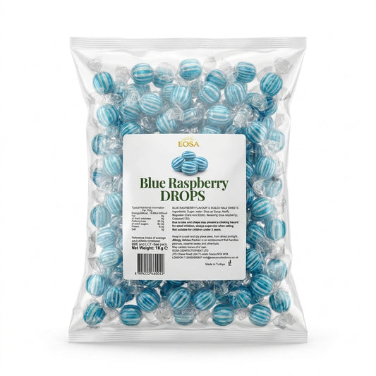 Krazy Kandi Blue Raspberry Drops Hard Rock Candy Individually Wrapped 1kg
