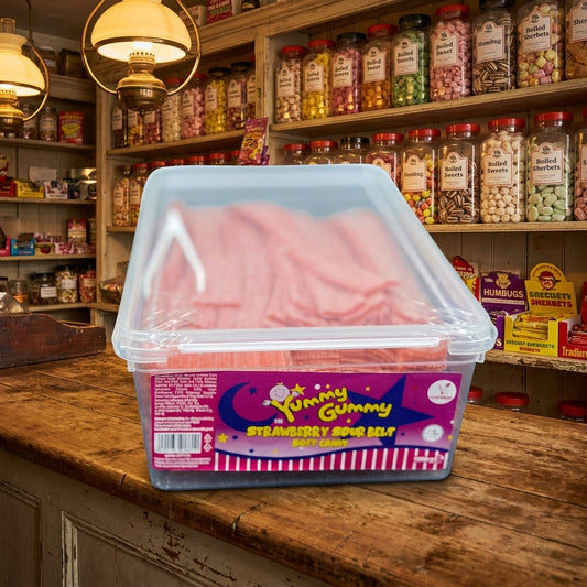 Yummy Gummy Strawberry Belts Tub 1.2kg - illustrative lifestyle shot position 2