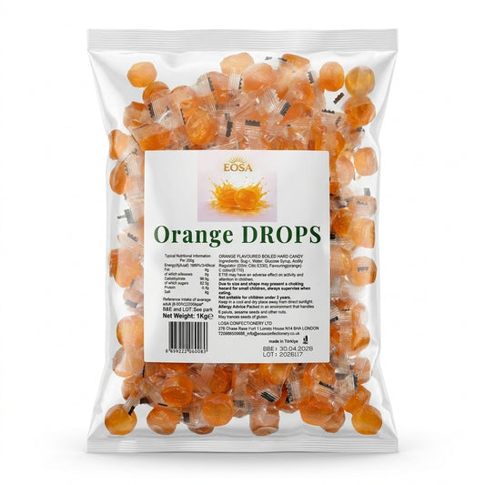 Krazy Kandi Orange Drops Hard Rock Candy Individually Wrapped 1kg