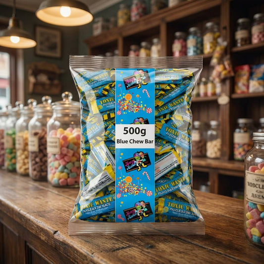 Toxic Waste Nuclear Sludge Sour Blue Raspberry Chew Bar Mini's 500g - illustrative lifestyle shot position 2