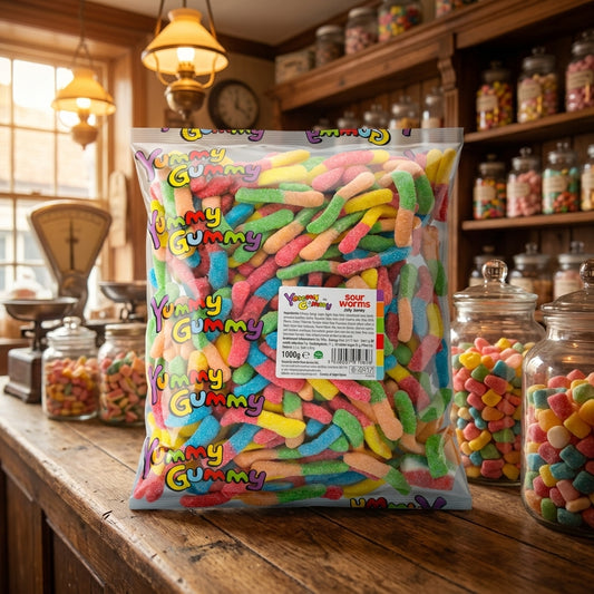 Yummy Gummy Sour Worms Neon 1kg - illustrative lifestyle shot position 2